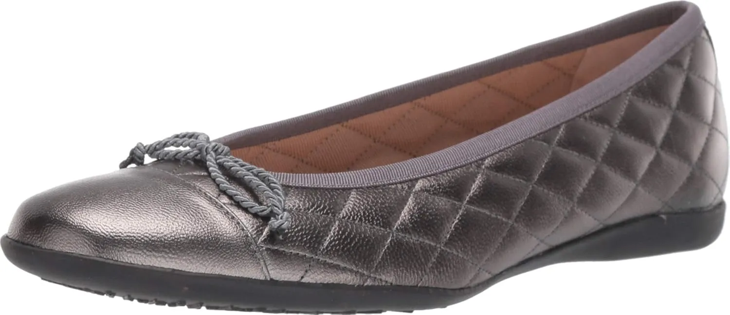 French Sole® PassportR Flat Sandals for Women – Leather Upper – Fabric Lining – Padded Insole Pewter Metallic 9.5 M