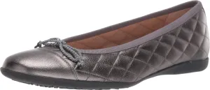 French Sole® PassportR Flat Sandals for Women – Leather Upper – Fabric Lining – Padded Insole Pewter Metallic 9.5 M