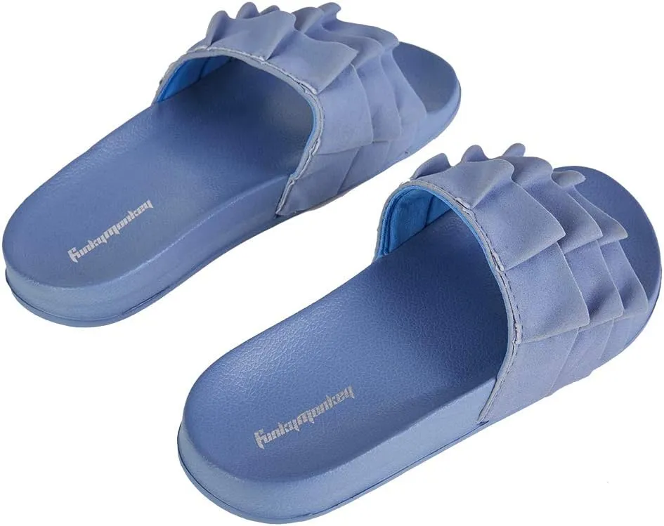 FUNKYMONKEY Women's Slides Sandals Bowknot Beach Casual Comfort Slippers