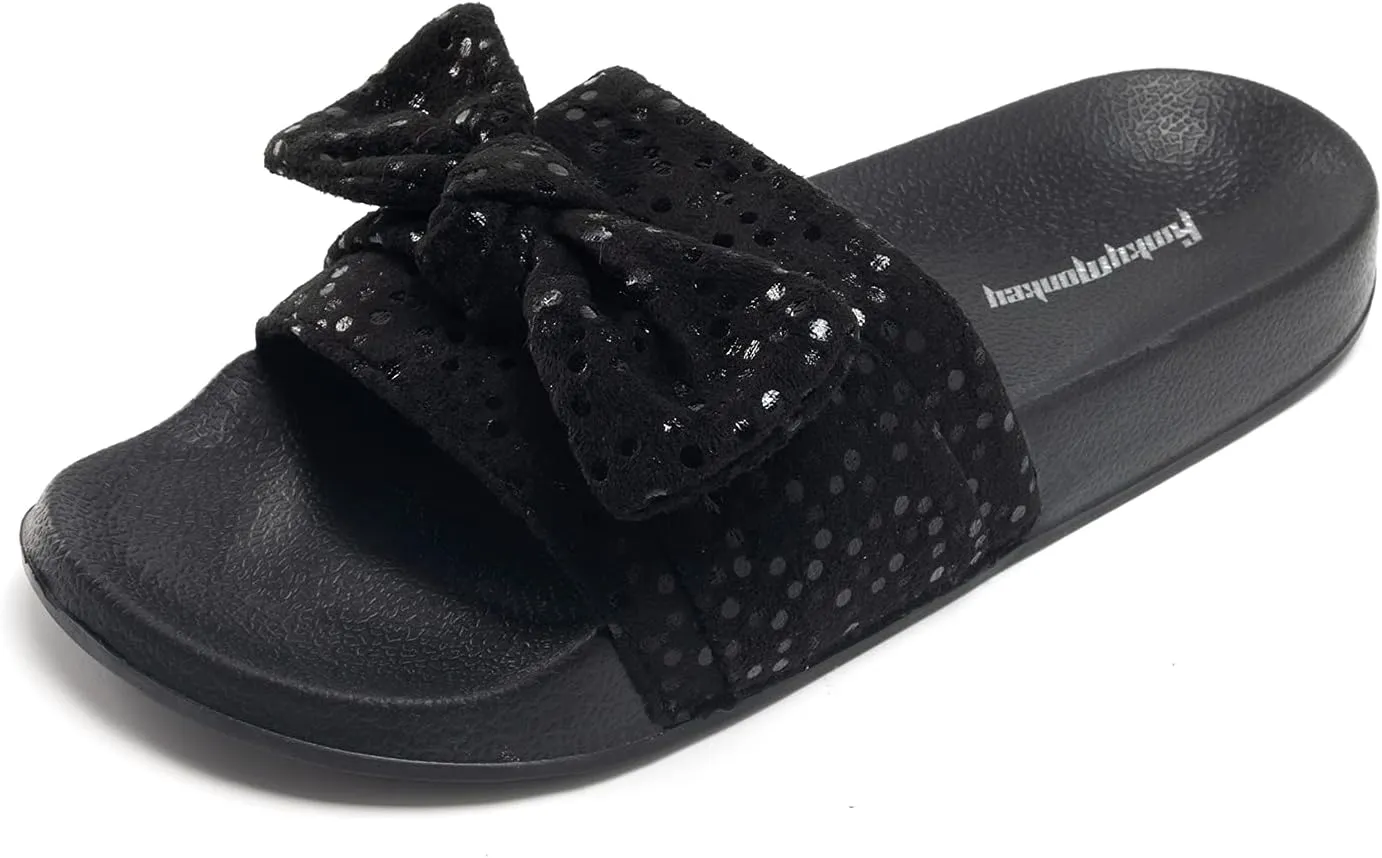 FUNKYMONKEY Women's Slides Sandals Bowknot Beach Casual Comfort Slippers