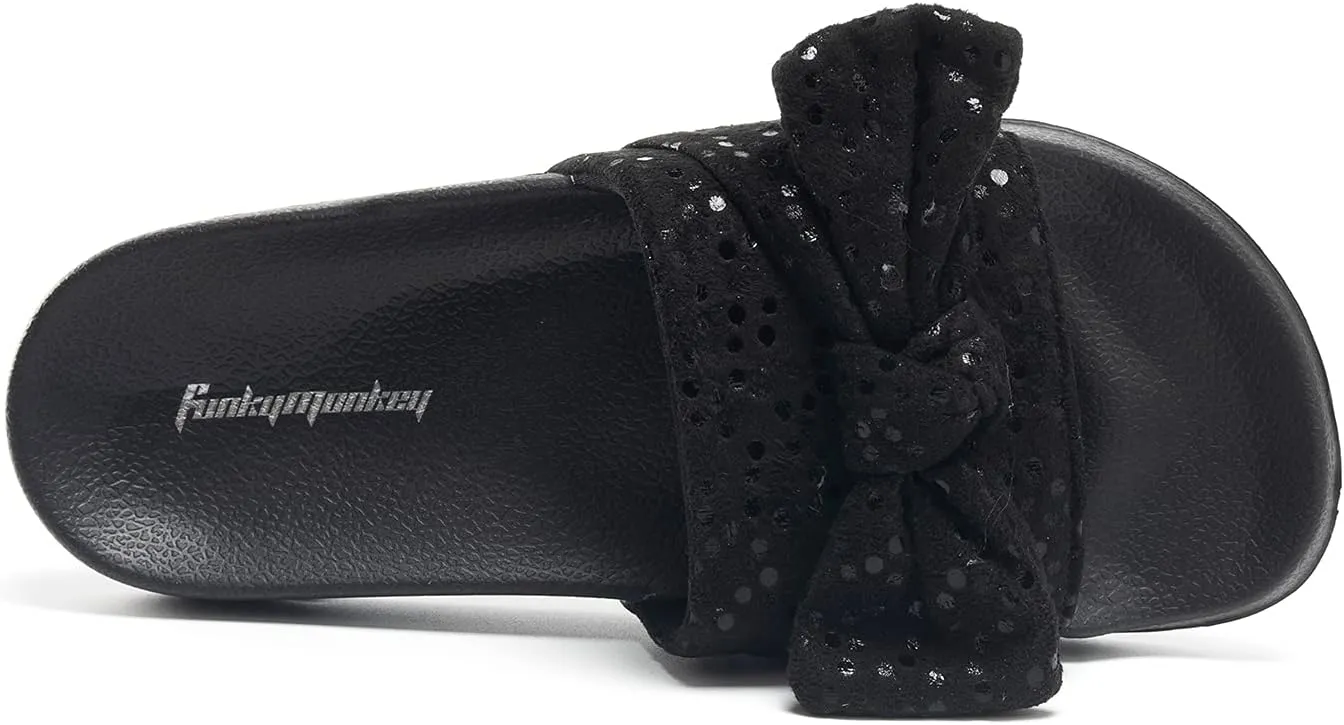 FUNKYMONKEY Women's Slides Sandals Bowknot Beach Casual Comfort Slippers
