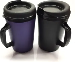GAMA Electronics Thermoserv 20oz Insulated Travel Mug Classic Gas Station Design (Black/Purple 2 Pack)