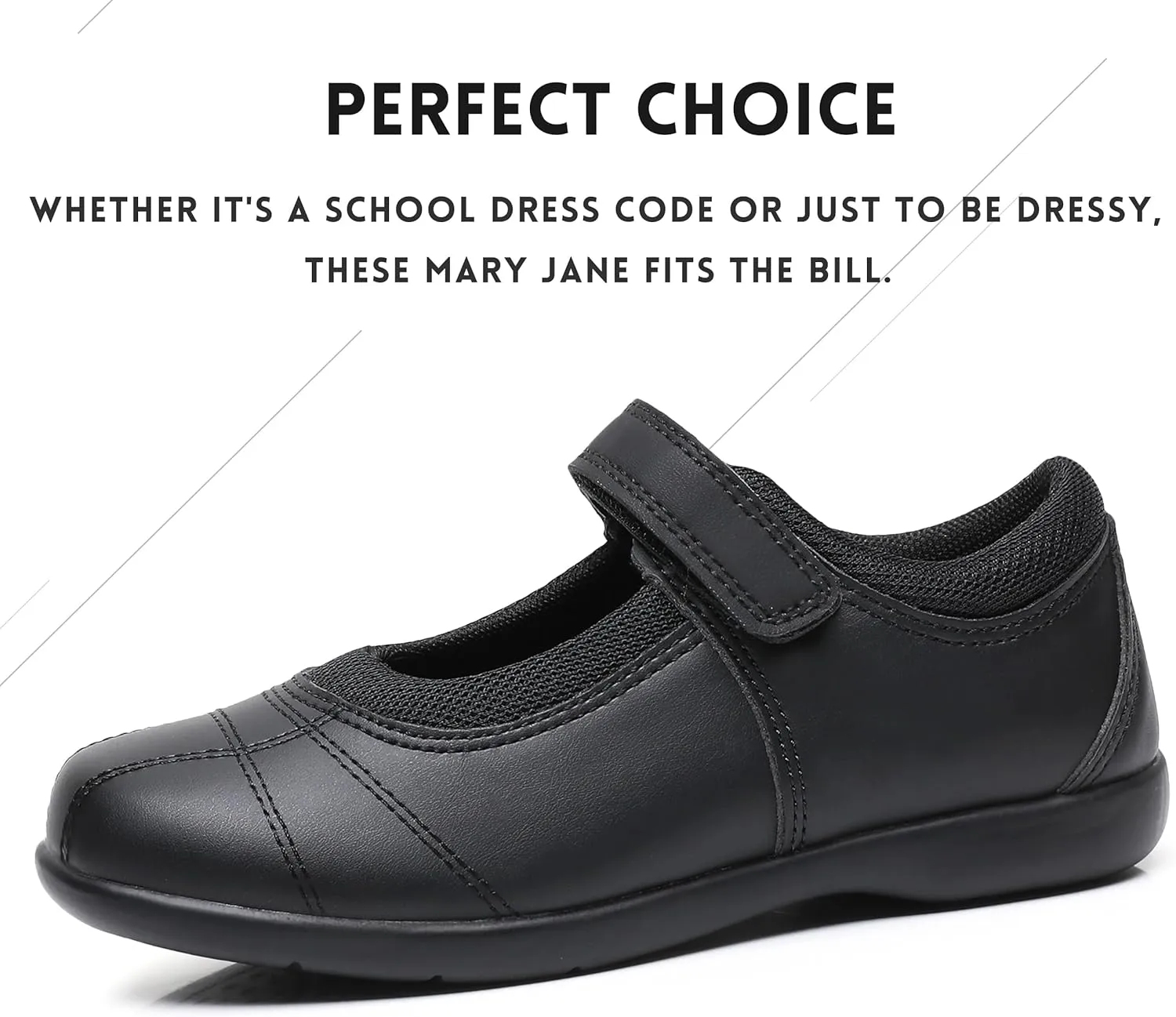 Girls Mary Jane Shoes, School Uniform Black Flat Dress Shoes(Toddler/Little Kid/Big Kid)