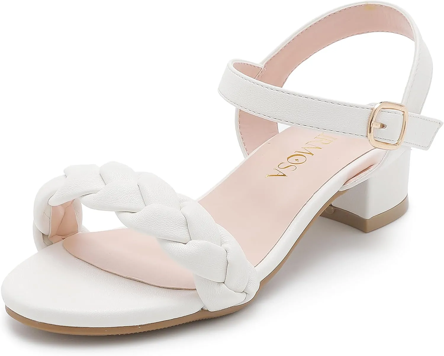 Girls Sandals Kids Heels Open Toe Ankle Strap Dress Shoes Flower Wedding Party for Toddler Little Big Kid