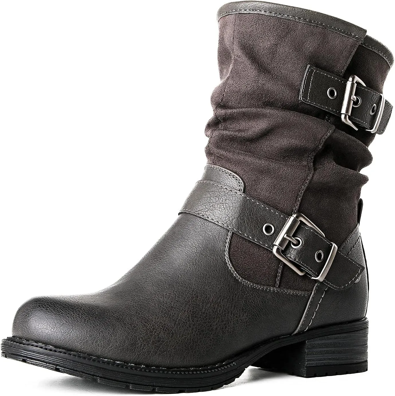 GLOBALWIN Women's Fur Booties Fashion Combat Ankle Boots For Women