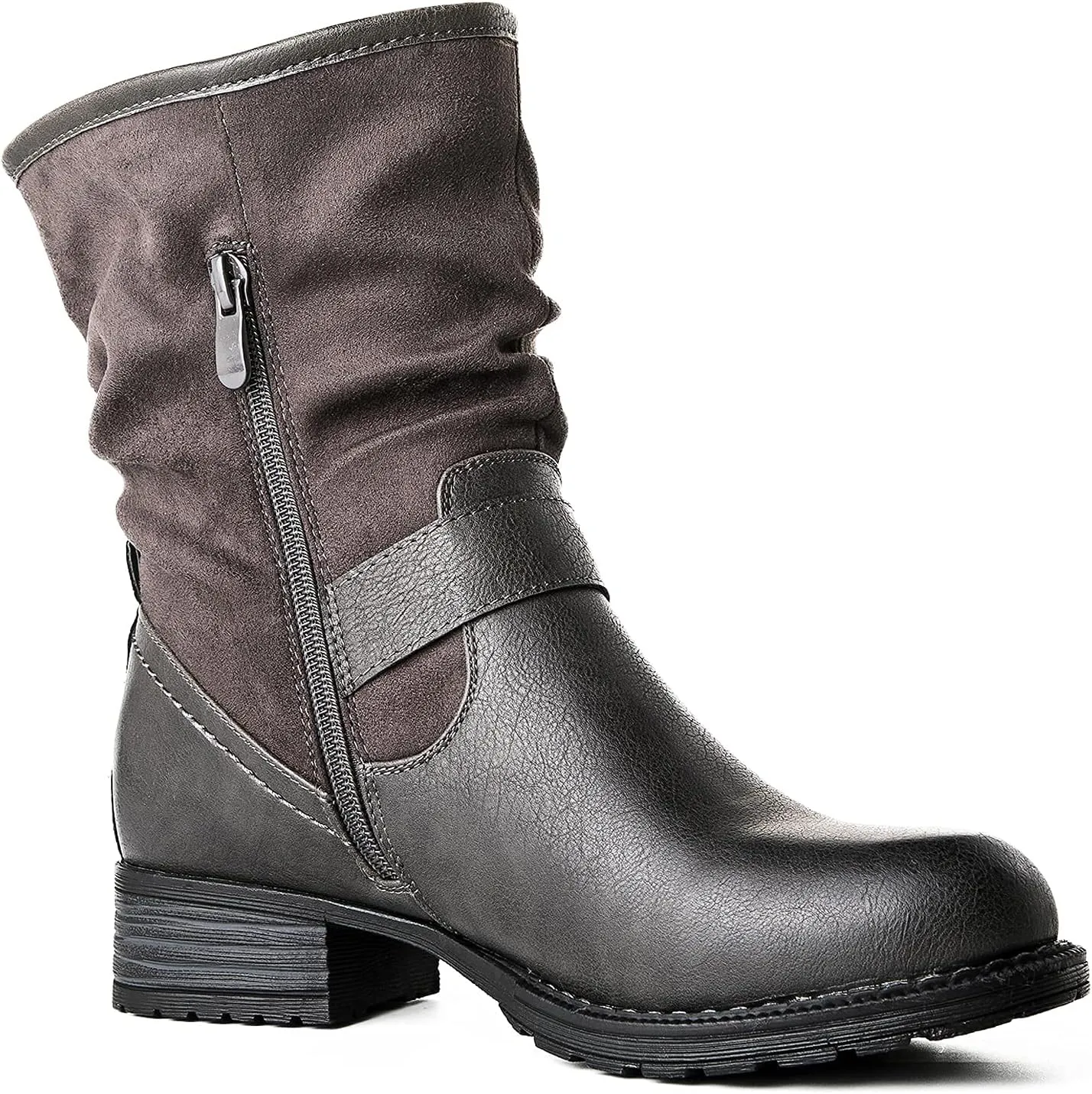 GLOBALWIN Women's Fur Booties Fashion Combat Ankle Boots For Women