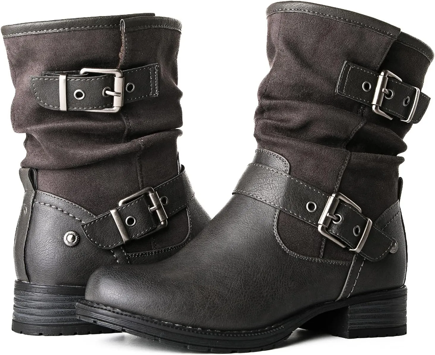 GLOBALWIN Women's Fur Booties Fashion Combat Ankle Boots For Women