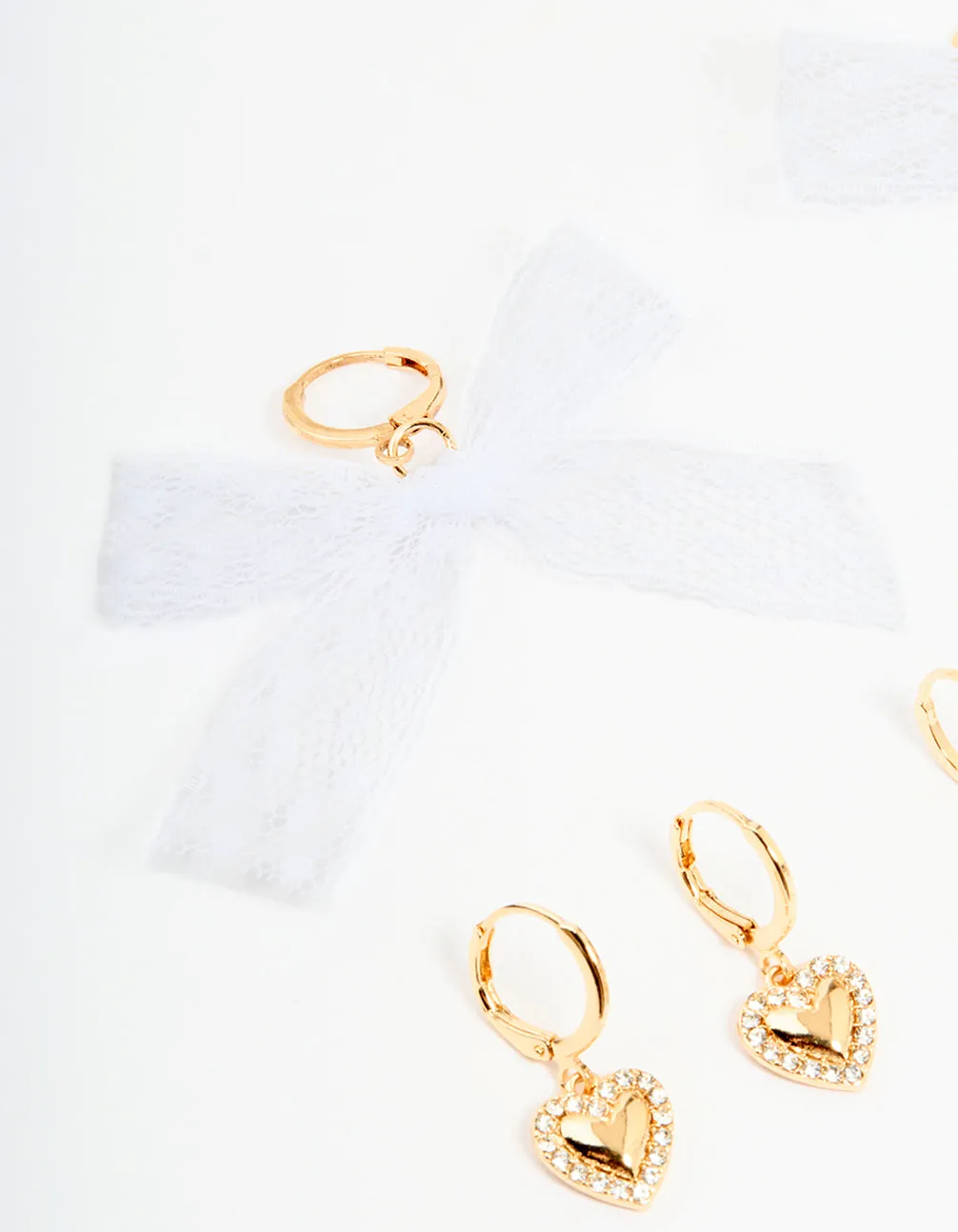 Gold White Bow & Clover Shoe Charms Pack