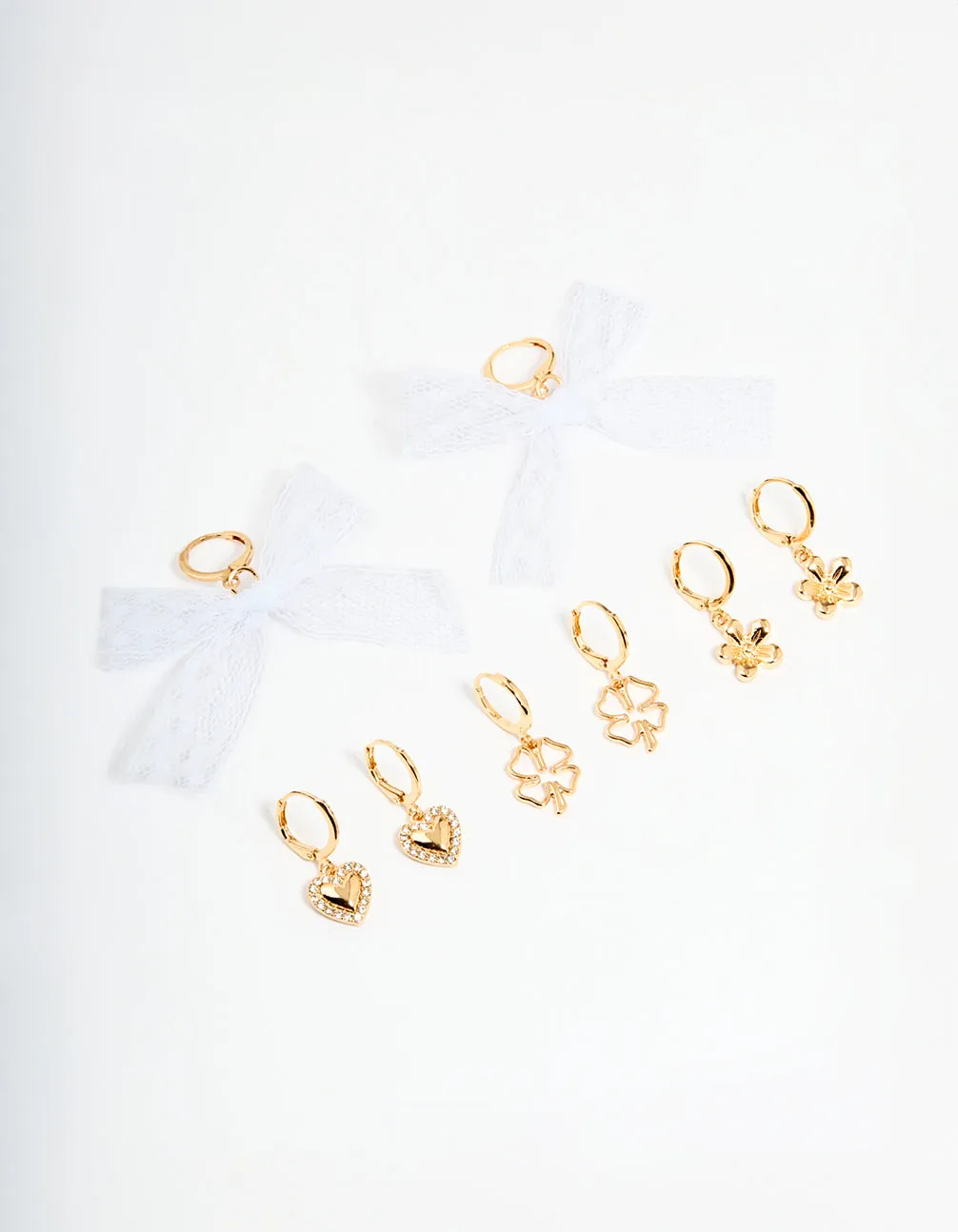 Gold White Bow & Clover Shoe Charms Pack