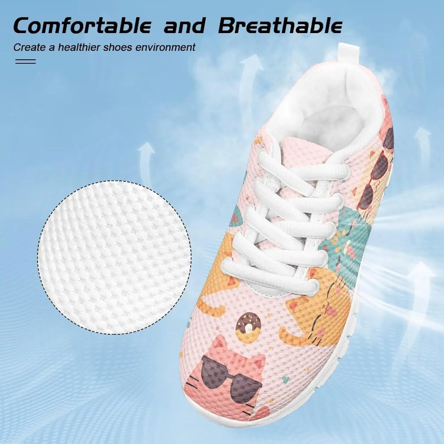 GOSTONG Girls Running Sneakers for School Breathable Mesh Outdoor Sports Sneaker Non Slip Walking Shoes Little Kids 11-13 Big Kid 1-5 White Sole