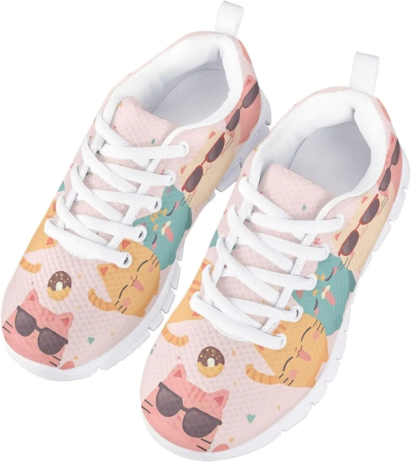 GOSTONG Girls Running Sneakers for School Breathable Mesh Outdoor Sports Sneaker Non Slip Walking Shoes Little Kids 11-13 Big Kid 1-5 White Sole