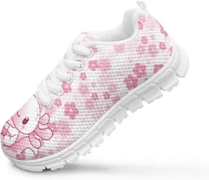 GOSTONG Girls Running Sneakers for School Breathable Mesh Outdoor Sports Sneaker Non Slip Walking Shoes Little Kids 11-13 Big Kid 1-5 White Sole
