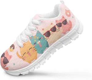 GOSTONG Girls Running Sneakers for School Breathable Mesh Outdoor Sports Sneaker Non Slip Walking Shoes Little Kids 11-13 Big Kid 1-5 White Sole