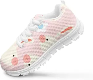 GOSTONG Girls Running Sneakers for School Breathable Mesh Outdoor Sports Sneaker Non Slip Walking Shoes Little Kids 11-13 Big Kid 1-5 White Sole