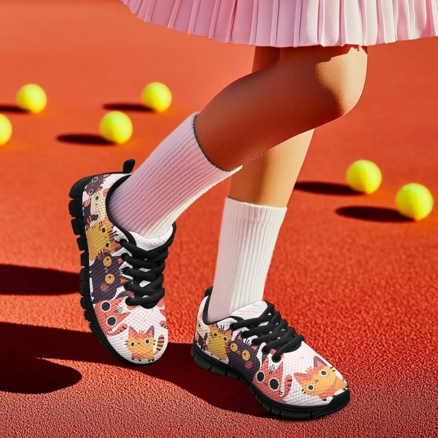 GOSTONG Girls Running Sneakers for School Breathable Mesh Outdoor Sports Sneaker Non Slip Walking Shoes Little Kids 11-13 Big Kid 1-5 White Sole