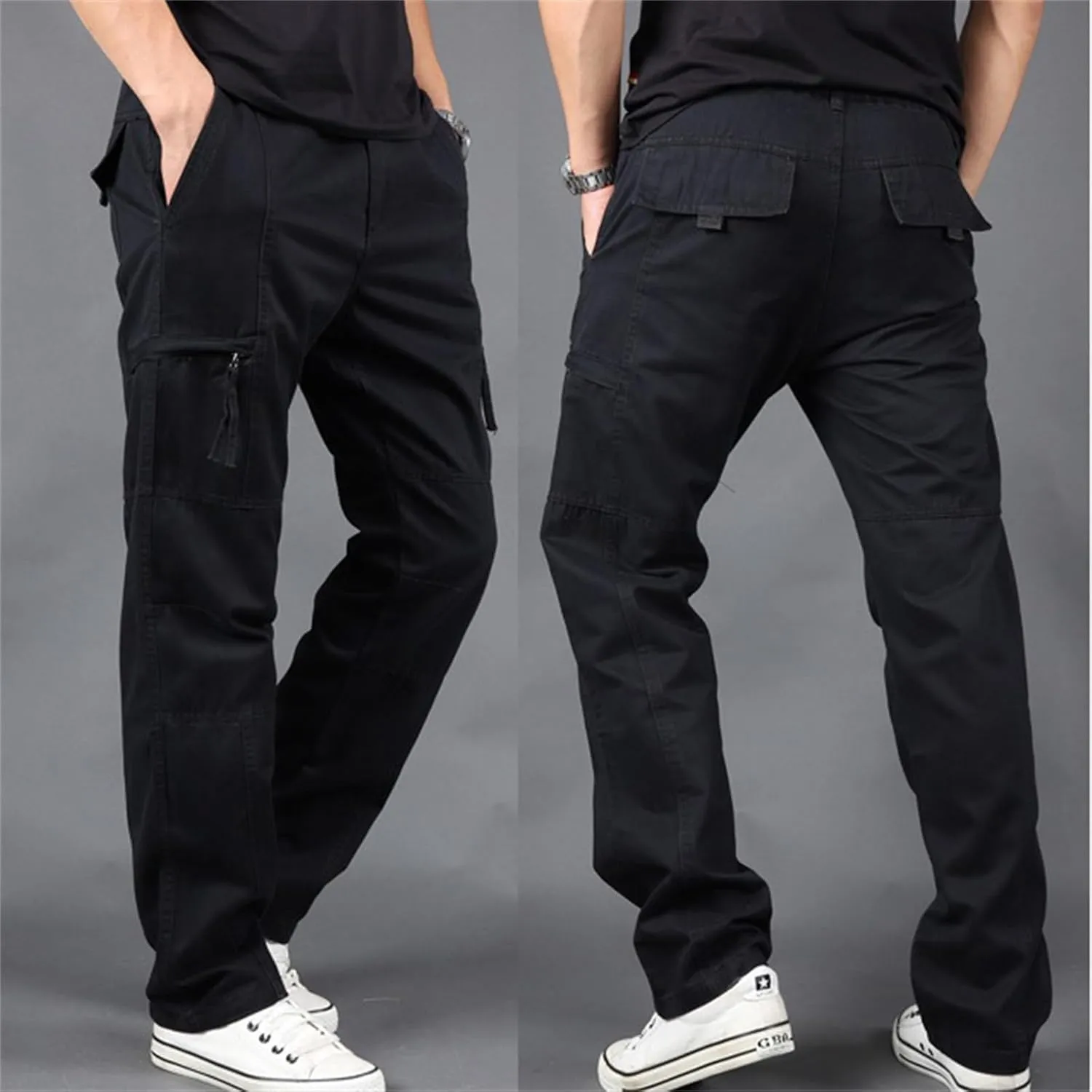 GPCHAN Men's Cargo Pants with Pockets Hiking Sweatpants Casual Athletic Jogger Sports Outdoor Trousers Relaxed Fit