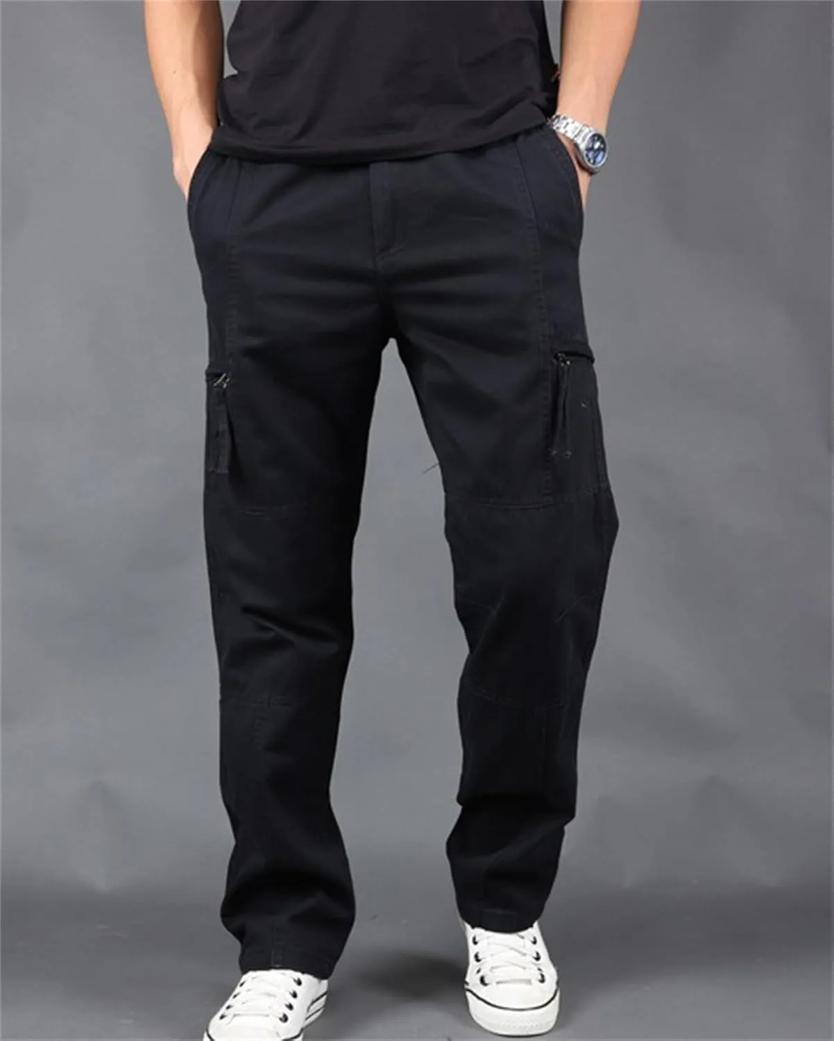 GPCHAN Men's Cargo Pants with Pockets Hiking Sweatpants Casual Athletic Jogger Sports Outdoor Trousers Relaxed Fit