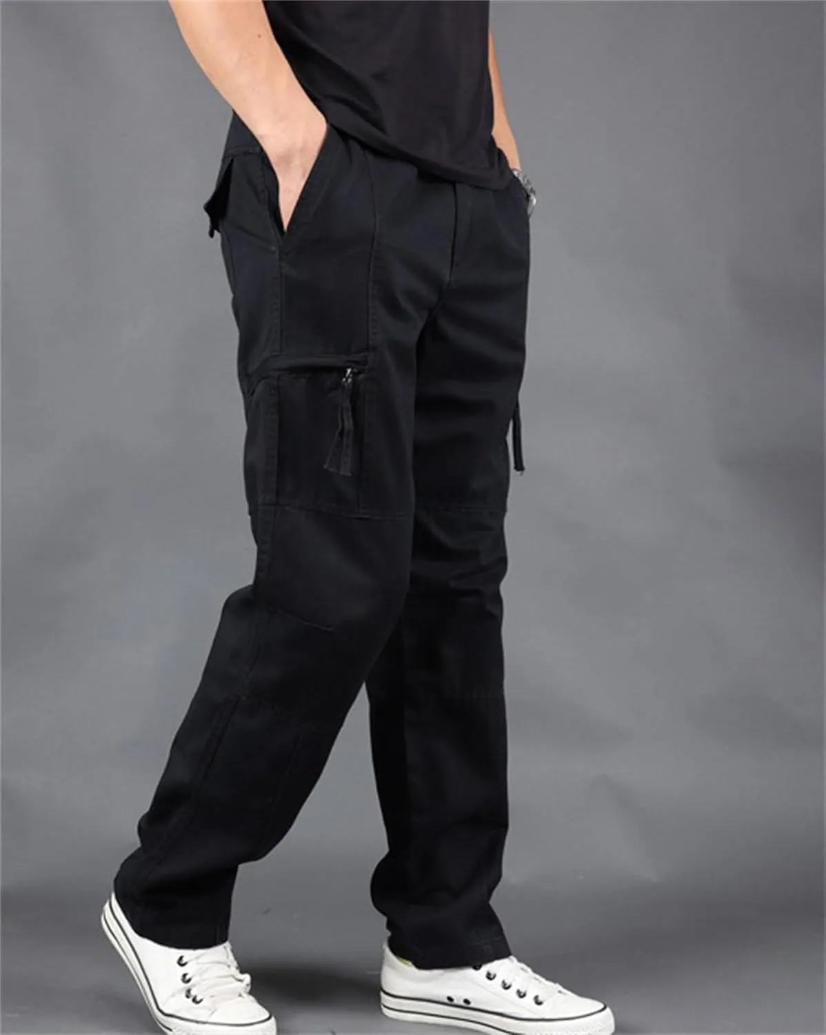 GPCHAN Men's Cargo Pants with Pockets Hiking Sweatpants Casual Athletic Jogger Sports Outdoor Trousers Relaxed Fit