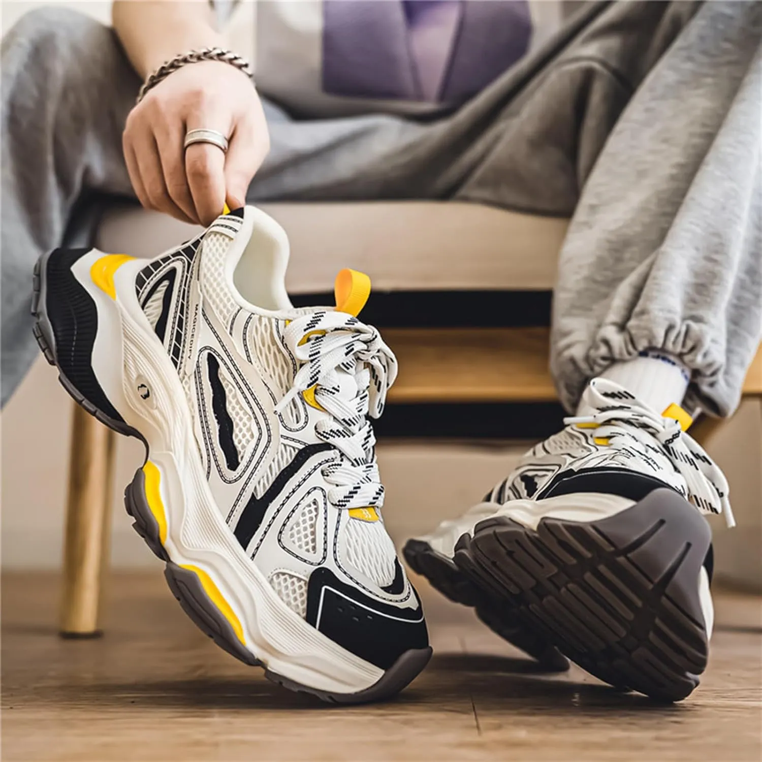 GSIGUL Men's Running Shoes Tennis Walking Shoes Athletic Gym Casual Shoes Fashion Sneakers for Men