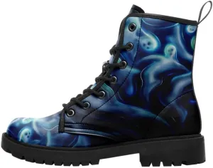 Halloween Gothic Combat Boots, Unisex Skull Platform Motorbike Leather Boots, Fashion Casual Winter Footwear