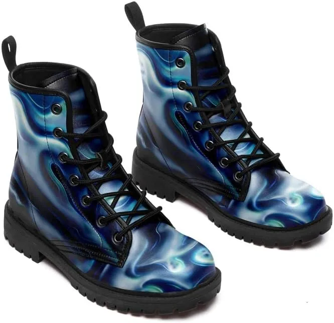 Halloween Gothic Combat Boots, Unisex Skull Platform Motorbike Leather Boots, Fashion Casual Winter Footwear