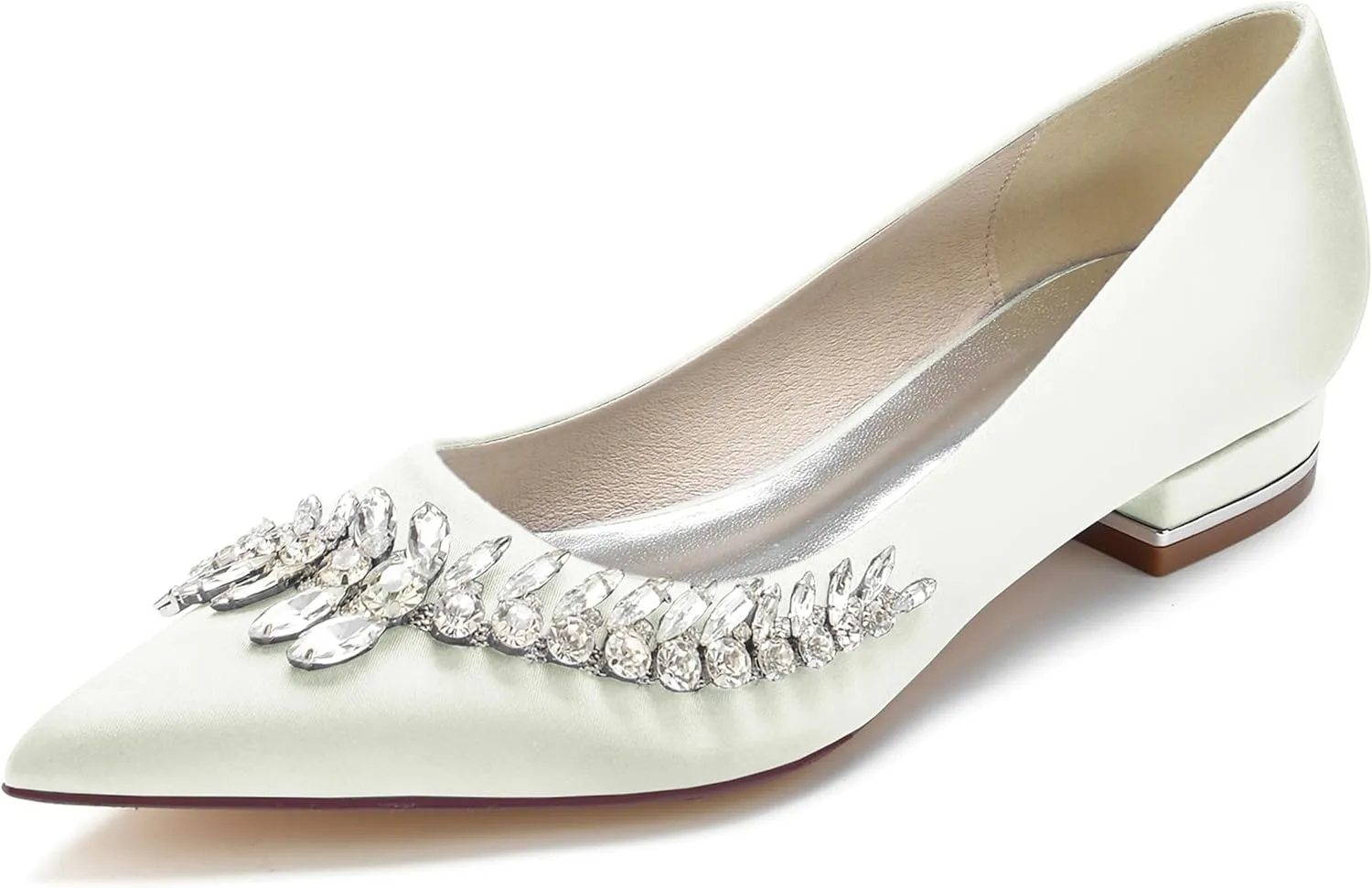 Hanfike Girls Womens Dress Wedding Flats Slip-on Rhinestones Beaded Evening Dress Shoes JY218