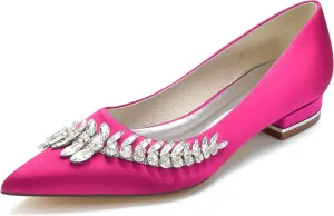Hanfike Girls Womens Dress Wedding Flats Slip-on Rhinestones Beaded Evening Dress Shoes JY218