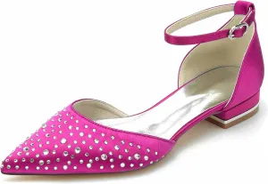 Hanfike Girls Womens Formal Flats for Wedding Ankle Strap Crystals Beaded Wedding Party Shoes JY287