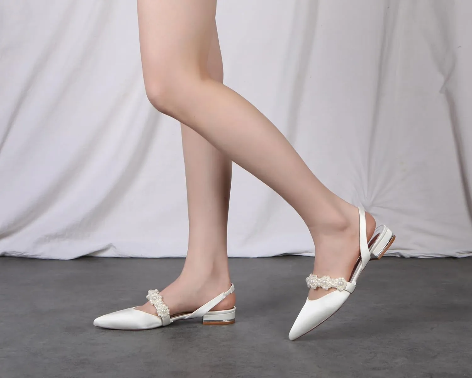 Hanfike Wedding Flats for Women Girls Slingback Beading Evening Party Shoes JY202