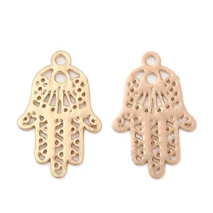 Hanger filigraan hamsa hand Warm Goud 14x9mm