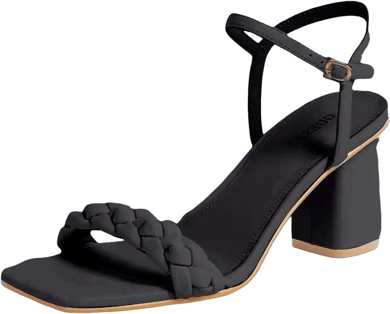 Heeled Sandal Braided Open Toe Ankle Strap Block Chunky Heel Sandals Holiday Party Wedding Dress Pumps Shoes
