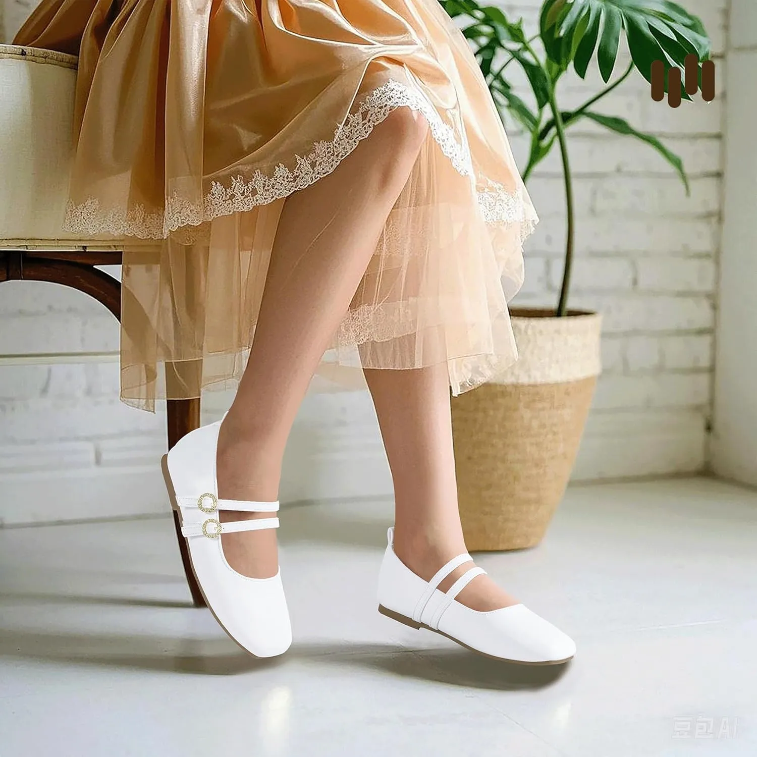 Hehainom Girls Dress Shoes Rhinestone Square Toe Toddler Flower Girl Ballet Flats Little Big Kids Mary Jane School Party Wedding Shoes