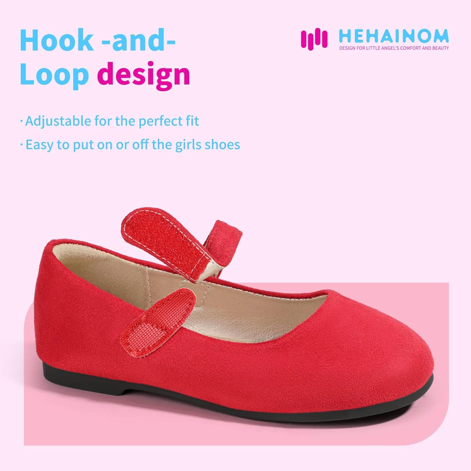Hehainom Toddler Girls Flats Mary Jane Flower Girl Dress Shoes School Wedding Party Shoes