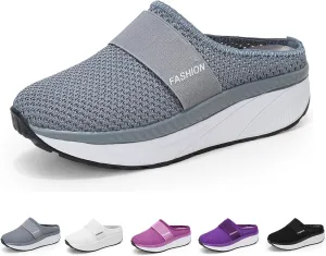 Helenbra Women's Slip-On Mesh Orthopedic Walking Mules,Fashion Knit Breathable Anti-Slip with Arch Support Diabetic Platform Casual Walking Shoes Beach Shoes Outdoor Slippers Sneakers