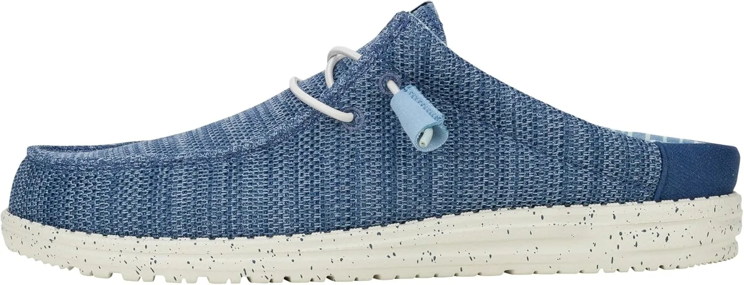 HEYDUDE Wally Slip Stretch Sox Faded Denim/Sargasso Blue Size 9, Men’s Shoes, Men's Slip-on Loafers, Comfortable & Light-Weight
