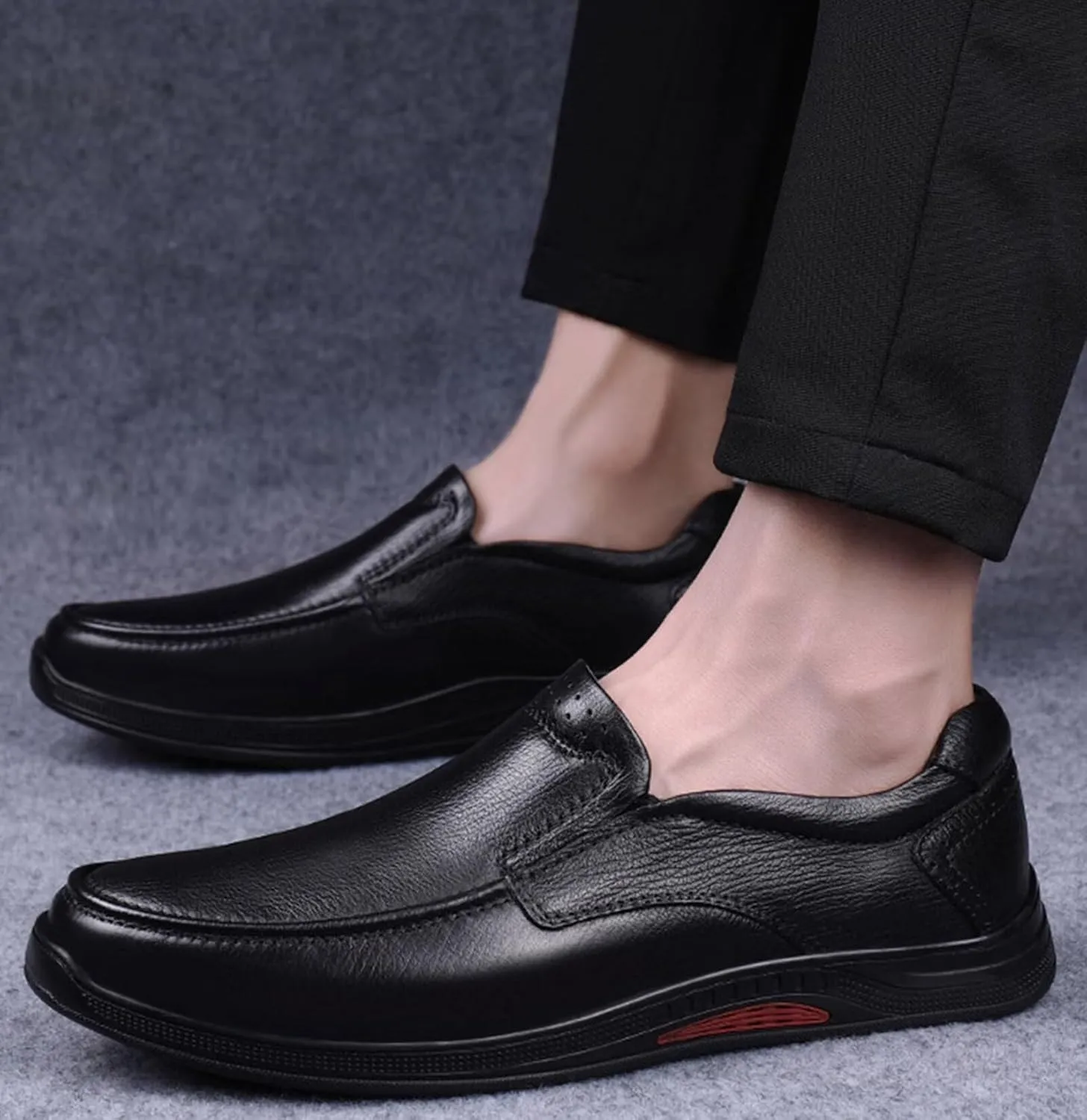 Hiking Shoes Men’s Leather Shoes Loafers Leather Causal Work Shoes Comfortable Walking Shoes