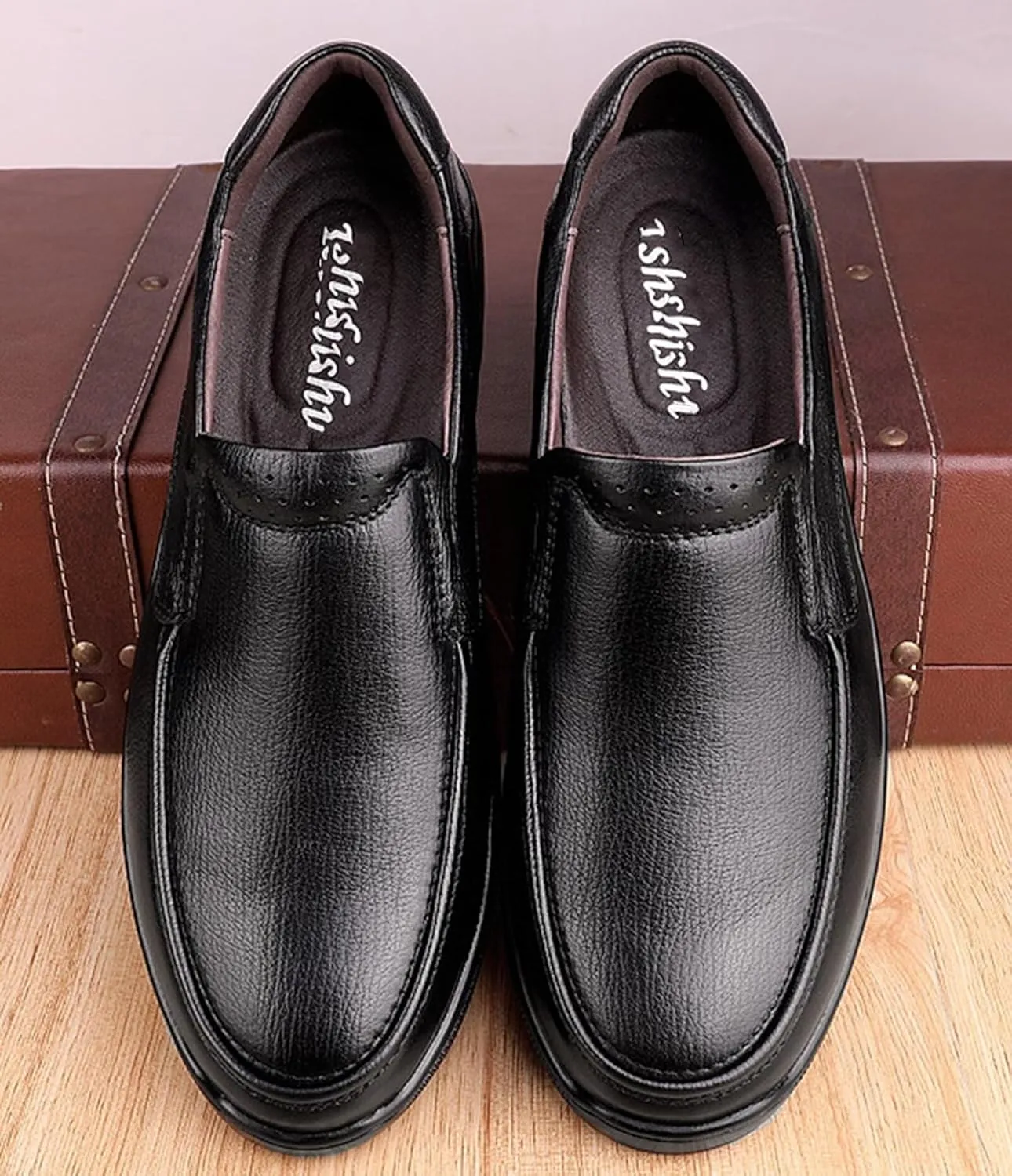 Hiking Shoes Men’s Leather Shoes Loafers Leather Causal Work Shoes Comfortable Walking Shoes