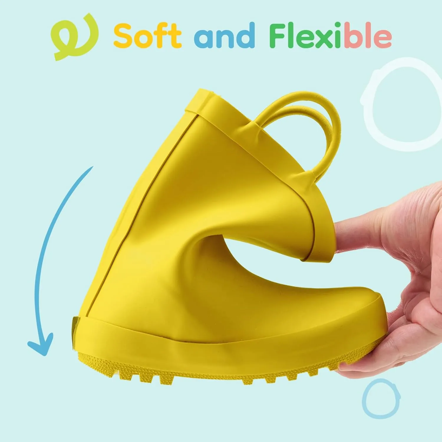 HISEA Rubber Rain Boots for Toddlers and Kids Boys Girls Lightwight Waterproof with Easy-on Handle