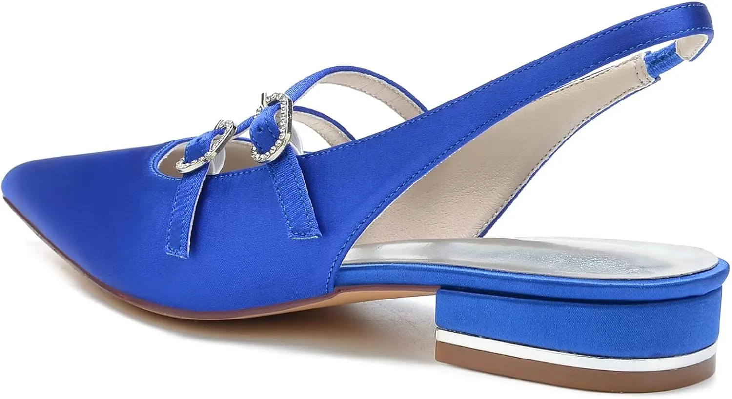 HNVAVQ Women's Flat Shoes Pointed Toe Strappy Slingback Ballet Flats Wedding Office Work Bridal Formal Dress Shoes for Women Comfortable Cute Ladies Satin Flats Low Heels Pumps