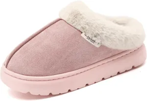House Slippers For Woman Men, Womens slippers Platform EVA lightweight sole Warm Faux Fur Lined Suede Short Ankle Boots Memory Foam Fuzzy Slippers for Women Anti-Slip Boot Indoor Outdoor