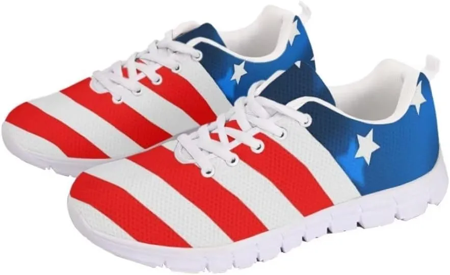 Jeiento American Flag Shoes Men's Fashion Sneaker Sports Running Shoes Causal Travel Walking Flat Shoe Breathable