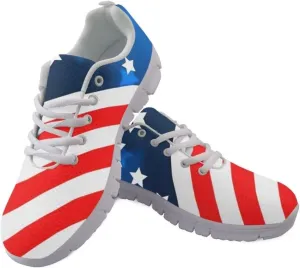 Jeiento American Flag Shoes Men's Fashion Sneaker Sports Running Shoes Causal Travel Walking Flat Shoe Breathable