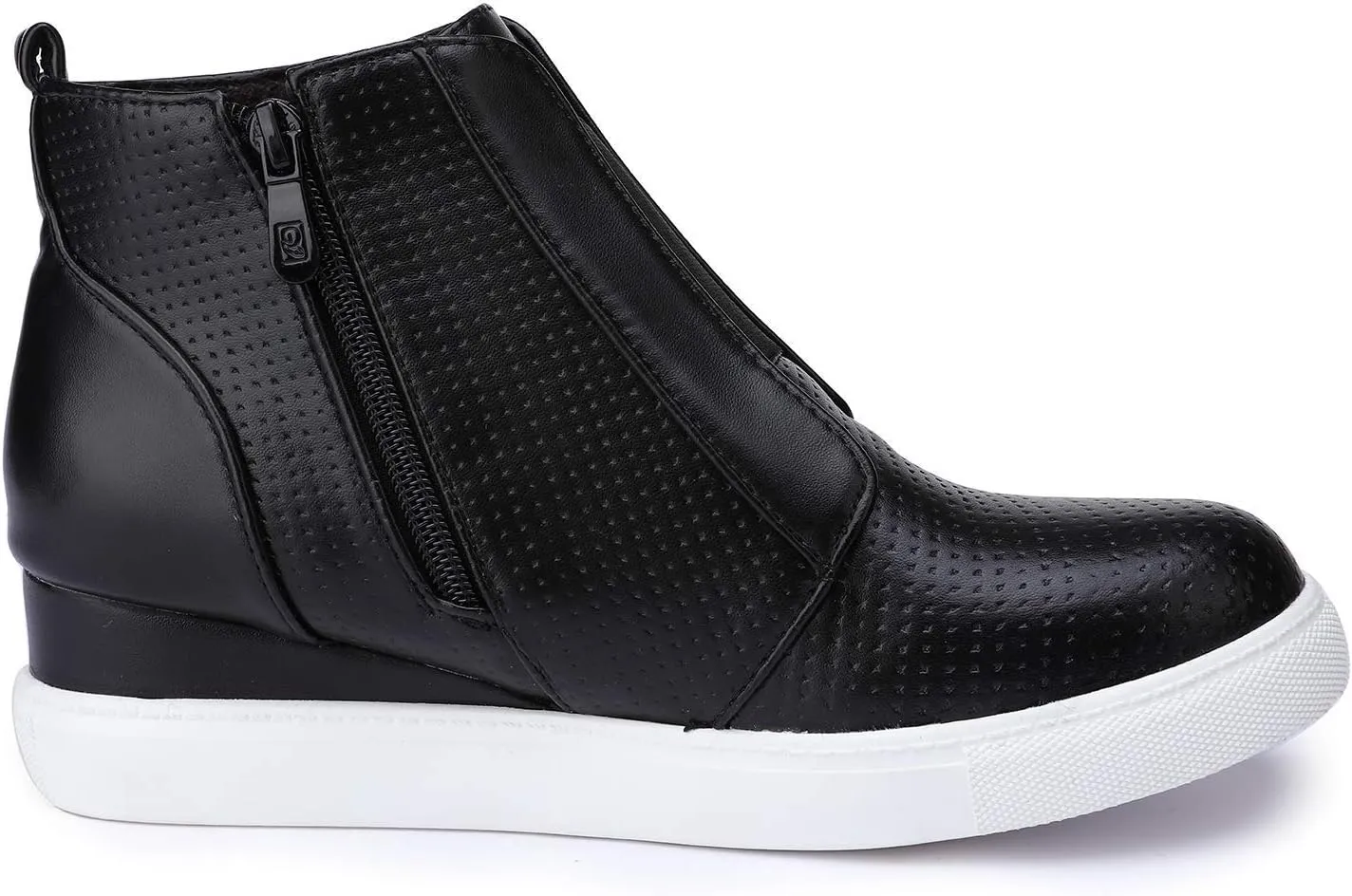 JITUUE Fashion Wedge Sneakers for Women High Top Slip on Platform Shoes Hidden Heel Casual Zipper Ankle Boots