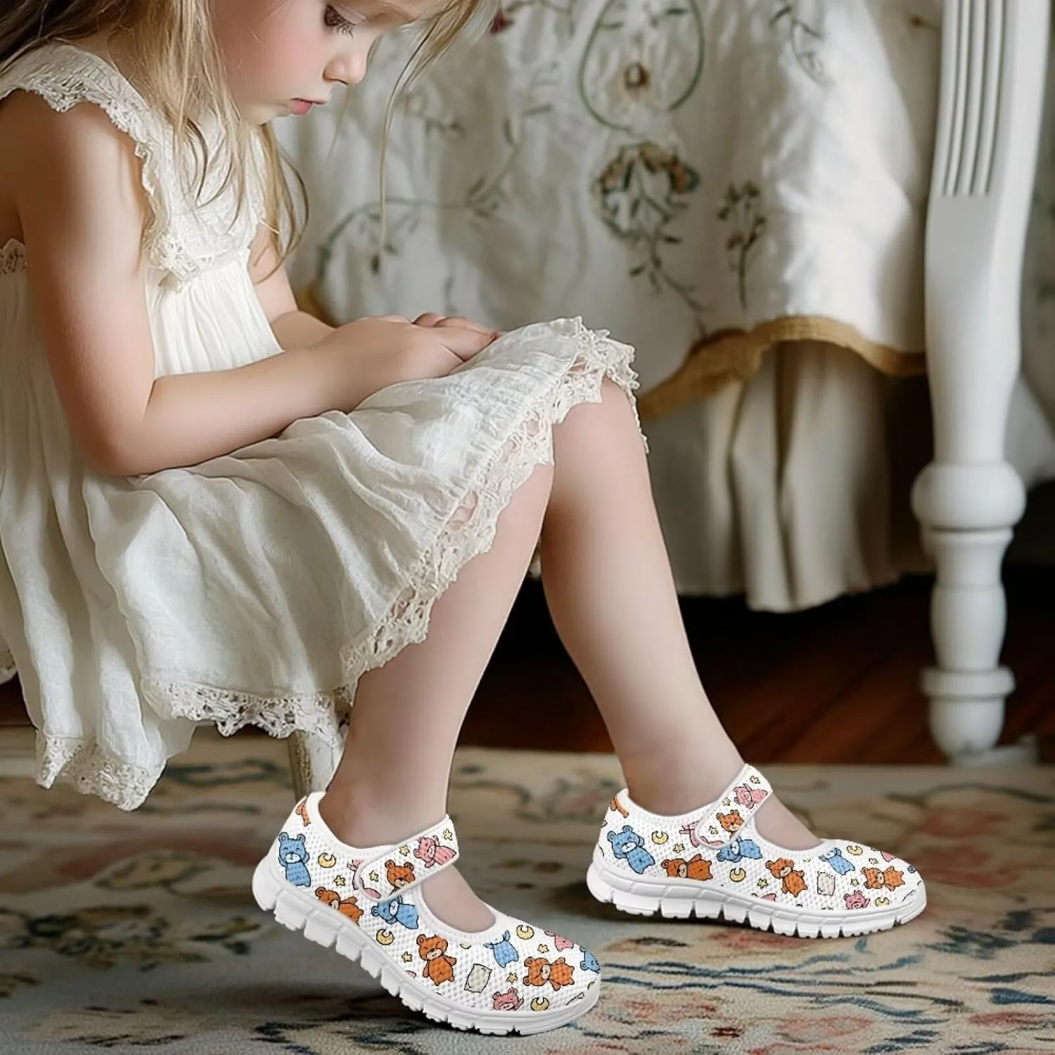 JoyLamoria Funny Axolotl Print Toddler Girls Shoes Slip on Mary Jane Shoes Prinscess Dress Flats,11-2.5