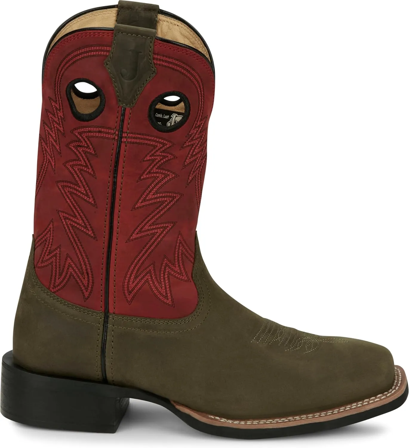 Justin Show Stopper 11” Western Boots for Men - Frontier Collection - Square Toe Leather Men’s Cowboy Boots with Comfort Footbed, Non Slip Outsole