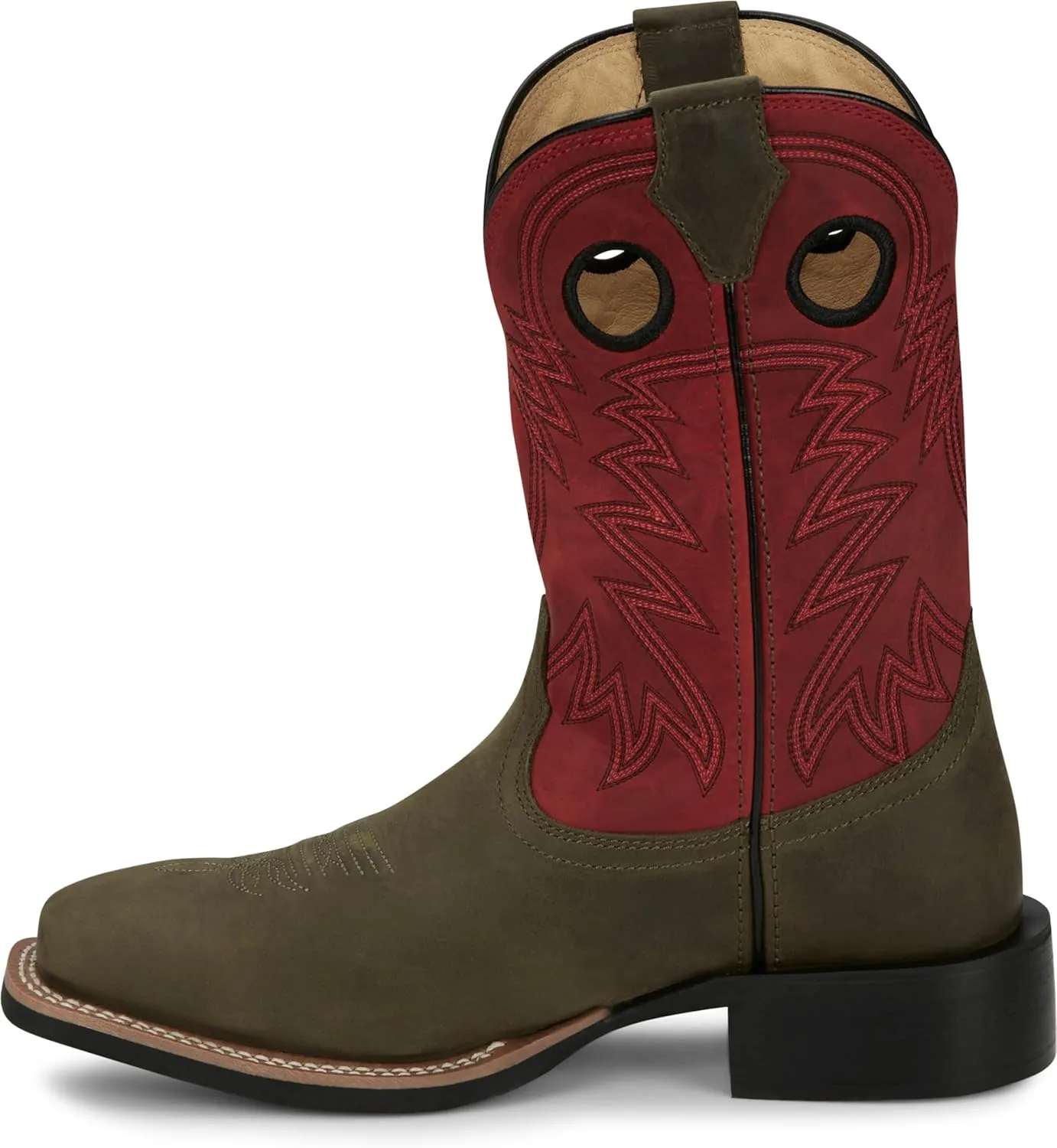 Justin Show Stopper 11” Western Boots for Men - Frontier Collection - Square Toe Leather Men’s Cowboy Boots with Comfort Footbed, Non Slip Outsole