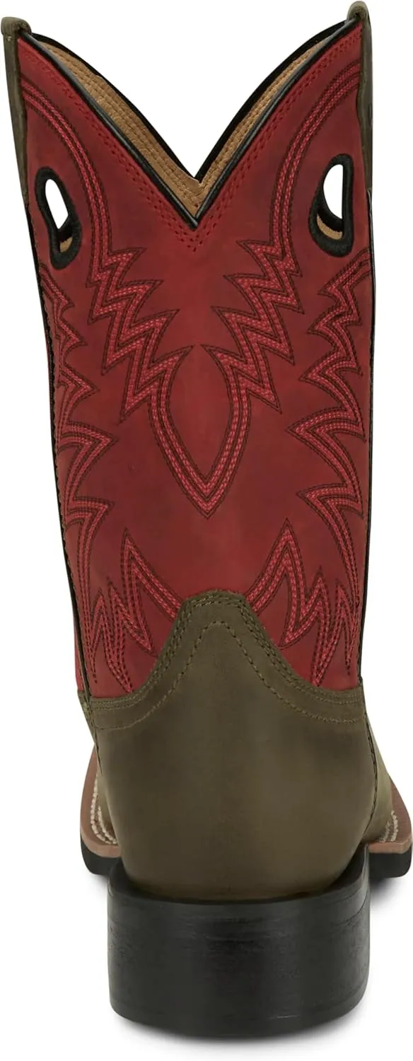 Justin Show Stopper 11” Western Boots for Men - Frontier Collection - Square Toe Leather Men’s Cowboy Boots with Comfort Footbed, Non Slip Outsole