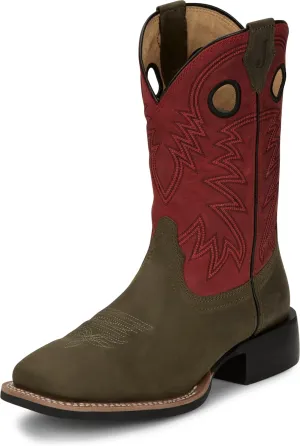 Justin Show Stopper 11” Western Boots for Men - Frontier Collection - Square Toe Leather Men’s Cowboy Boots with Comfort Footbed, Non Slip Outsole