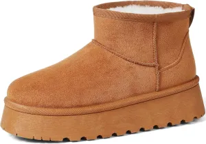Kalstage Classic Platform Mini Snow Boots for Women Suede Ankle Boots Winter Boots with Cozy Fur-Lined Insole Lightweight Anti-Slip Outsole for Outdoor Indoor