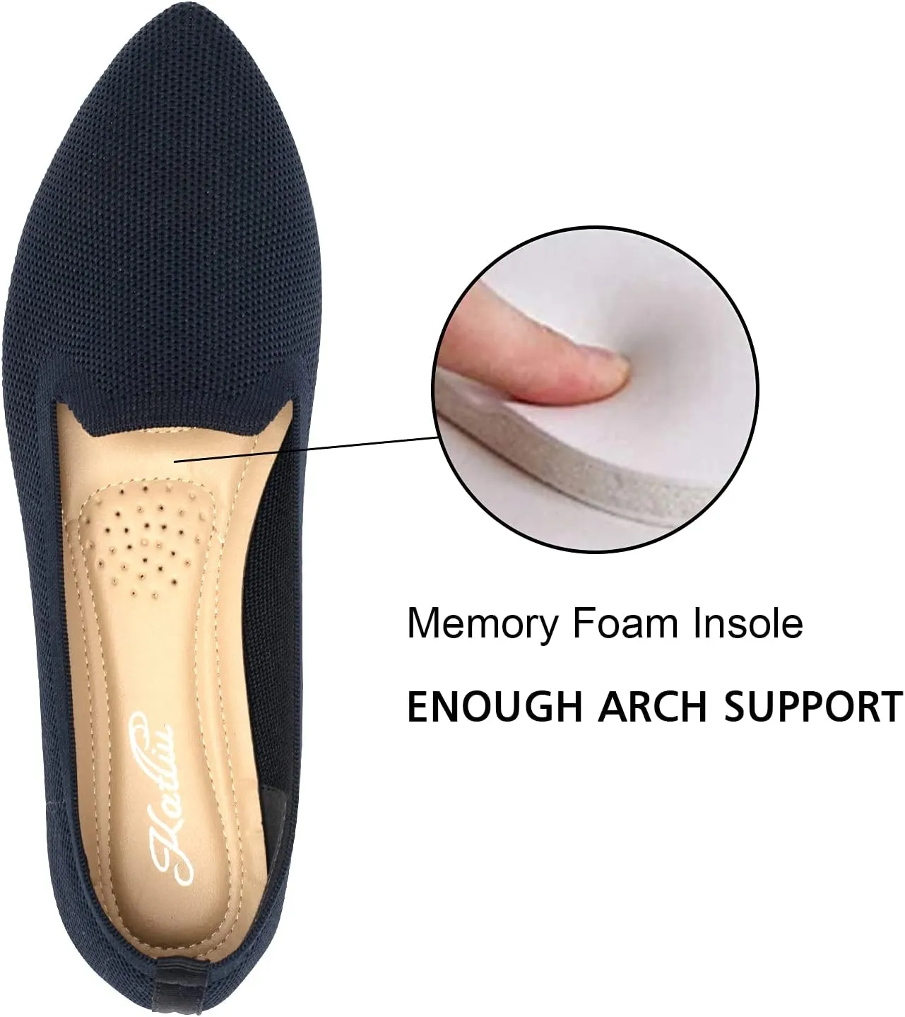katliu Women's Flats Knit Comfort Pointed Toe Ballet Flats Shoes Casual Slip On Shoes